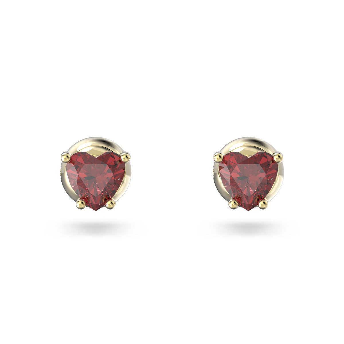 Swarovski Jewelry Stilla Stud Earrings, Heart, Red, Gold Tone Plated